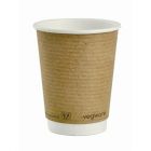 Vegware Double Wall Compostable Brown PLA Hot Cups - 12oz