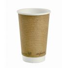 Vegware Double Wall Compostable Brown PLA Hot Cups - 16oz