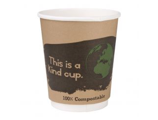 Fiesta Green Double Wall Compostable Brown PLA Hot Cups - 8oz