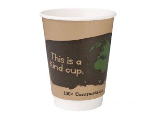 Fiesta Green Double Wall Compostable Brown PLA Hot Cups - 12oz